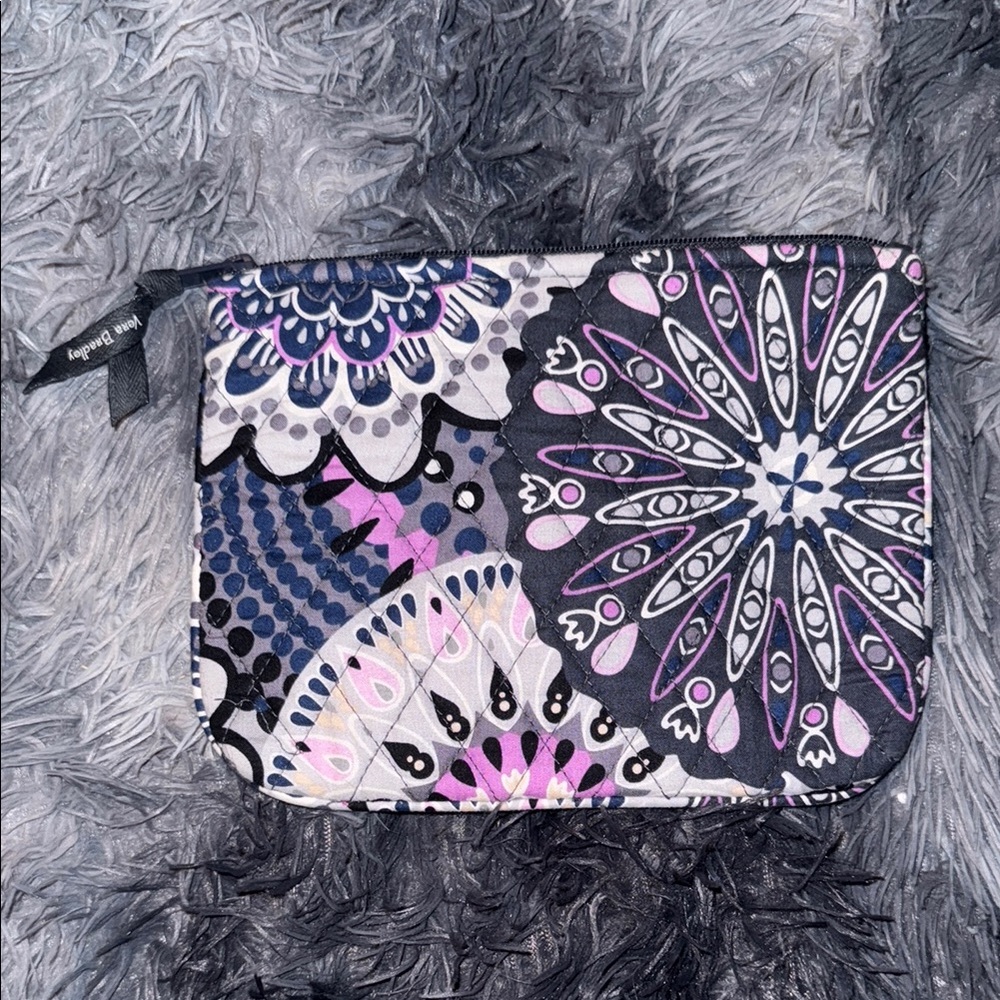 Vera Bradley Black and Purple Patterned Cosmetic Bag
